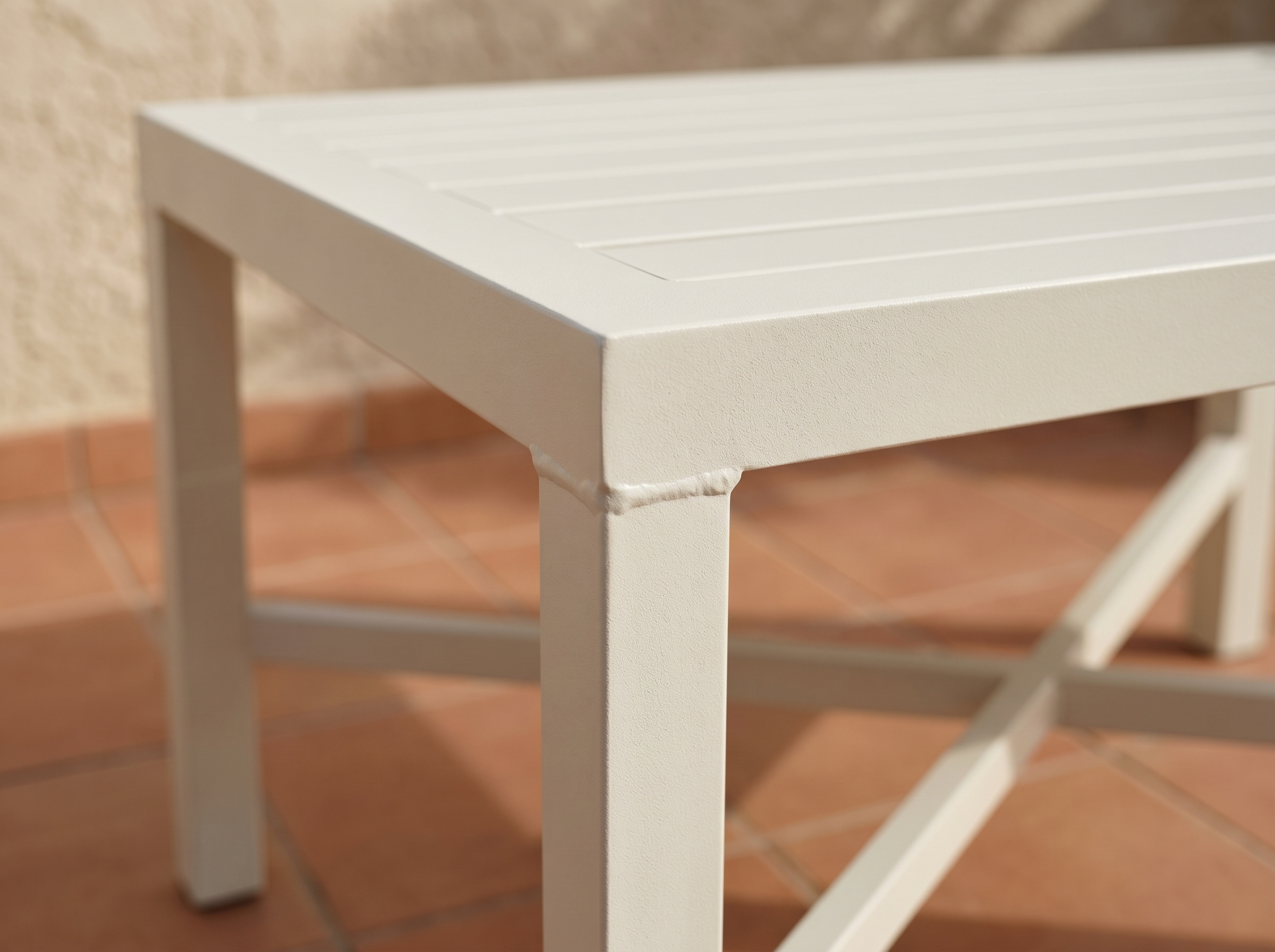 Borrego Outdoor Coffee Table in Bone White — Detail
