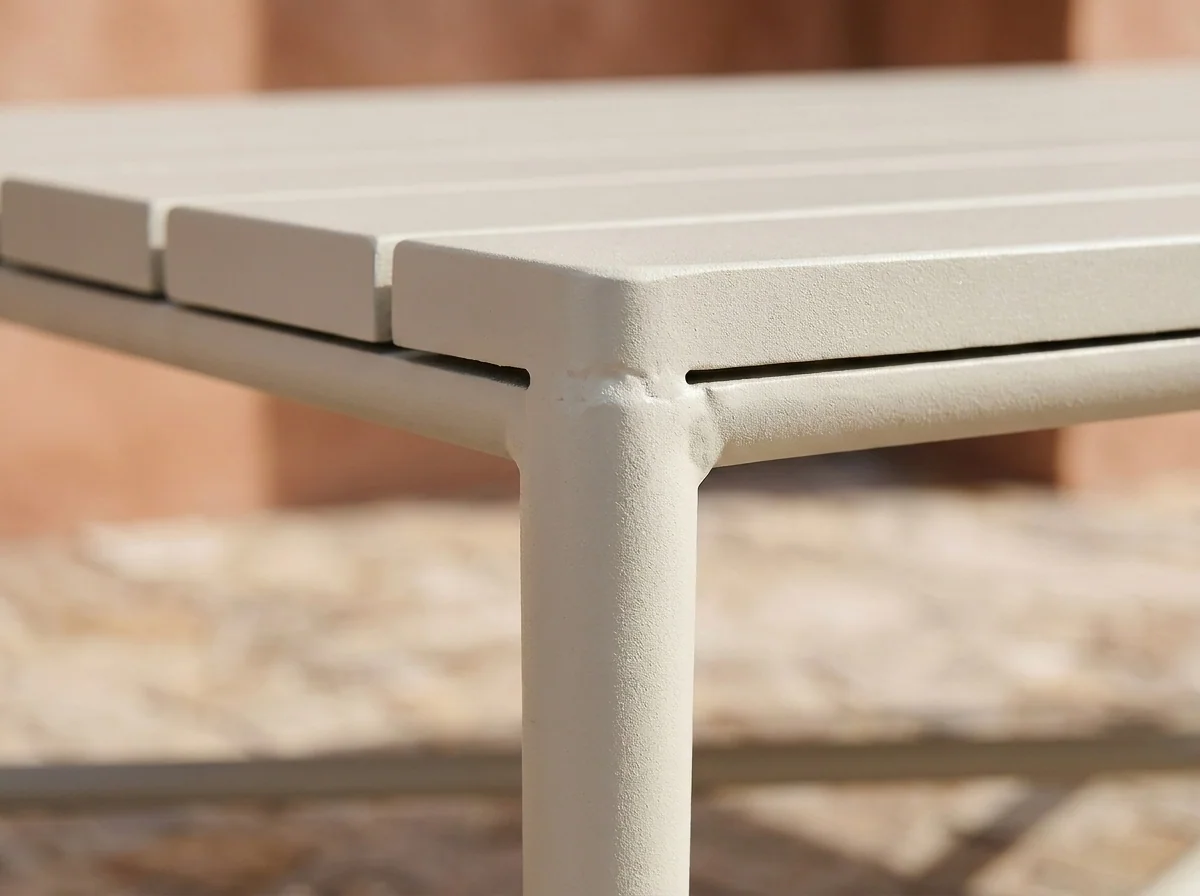 Borrego Outdoor Coffee Table in Bone White, Detail