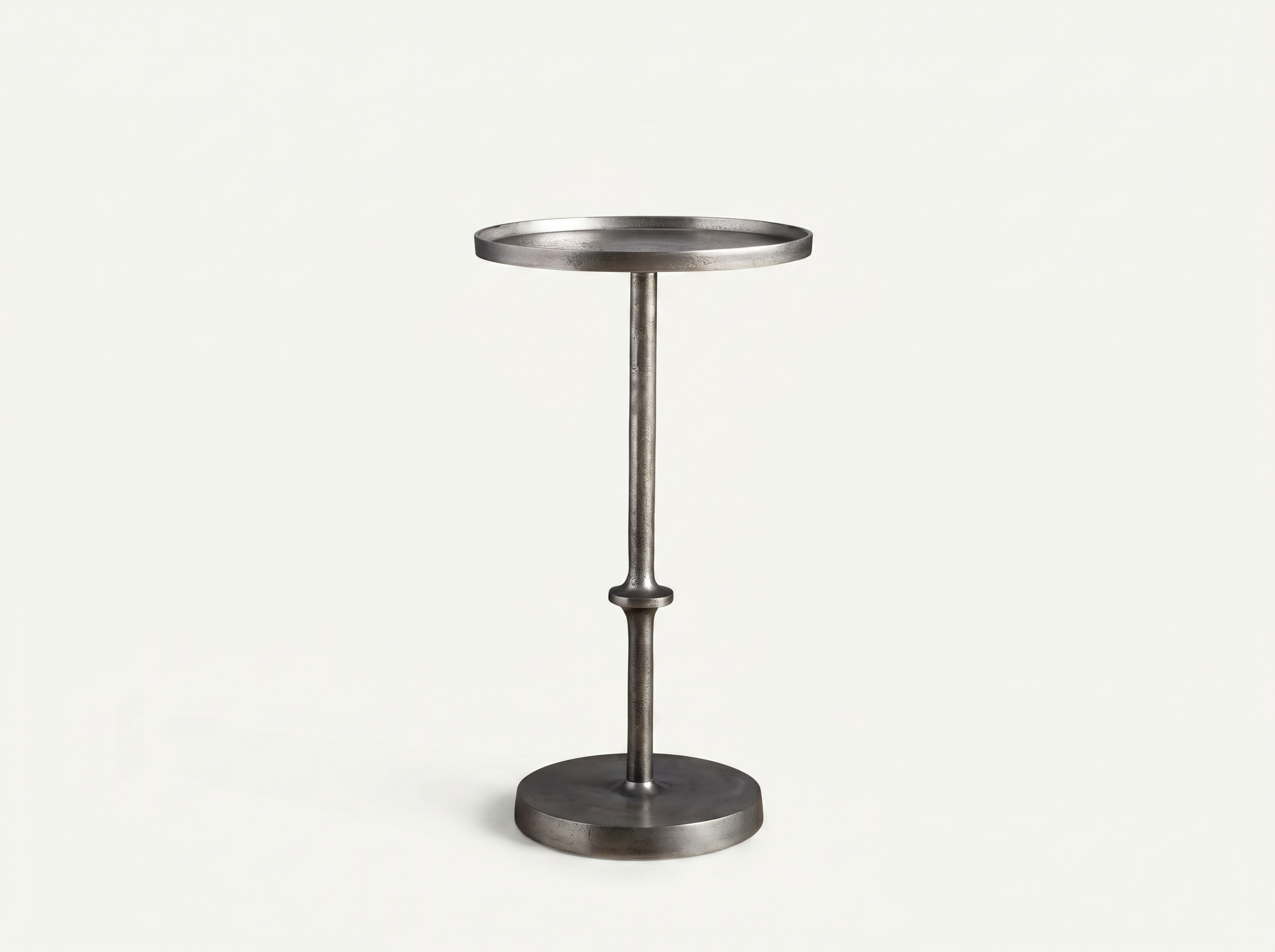 Encinitas Pedestal Side Table in Antiqued Silver