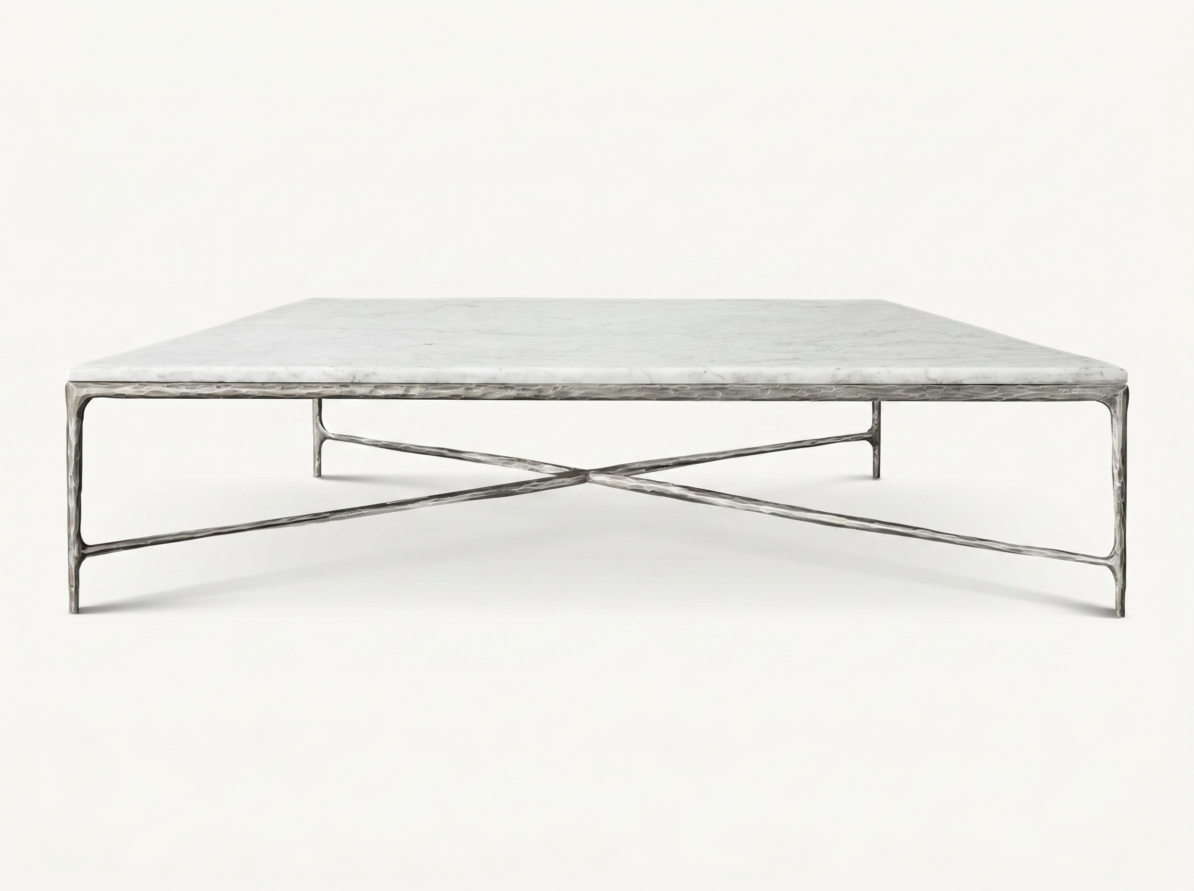 Otay Forged Marble Coffee Table in Raw Stainless