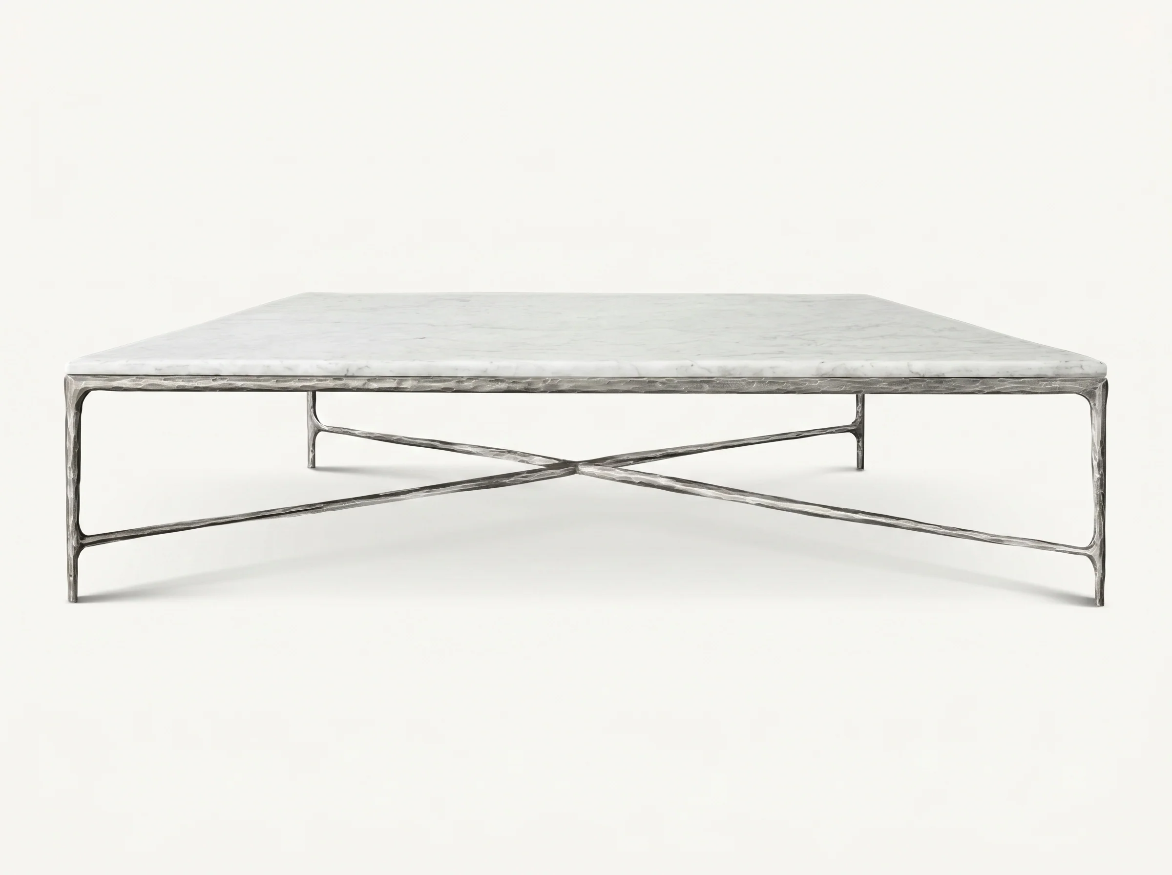Otay Forged Marble Coffee Table in Raw Stainless