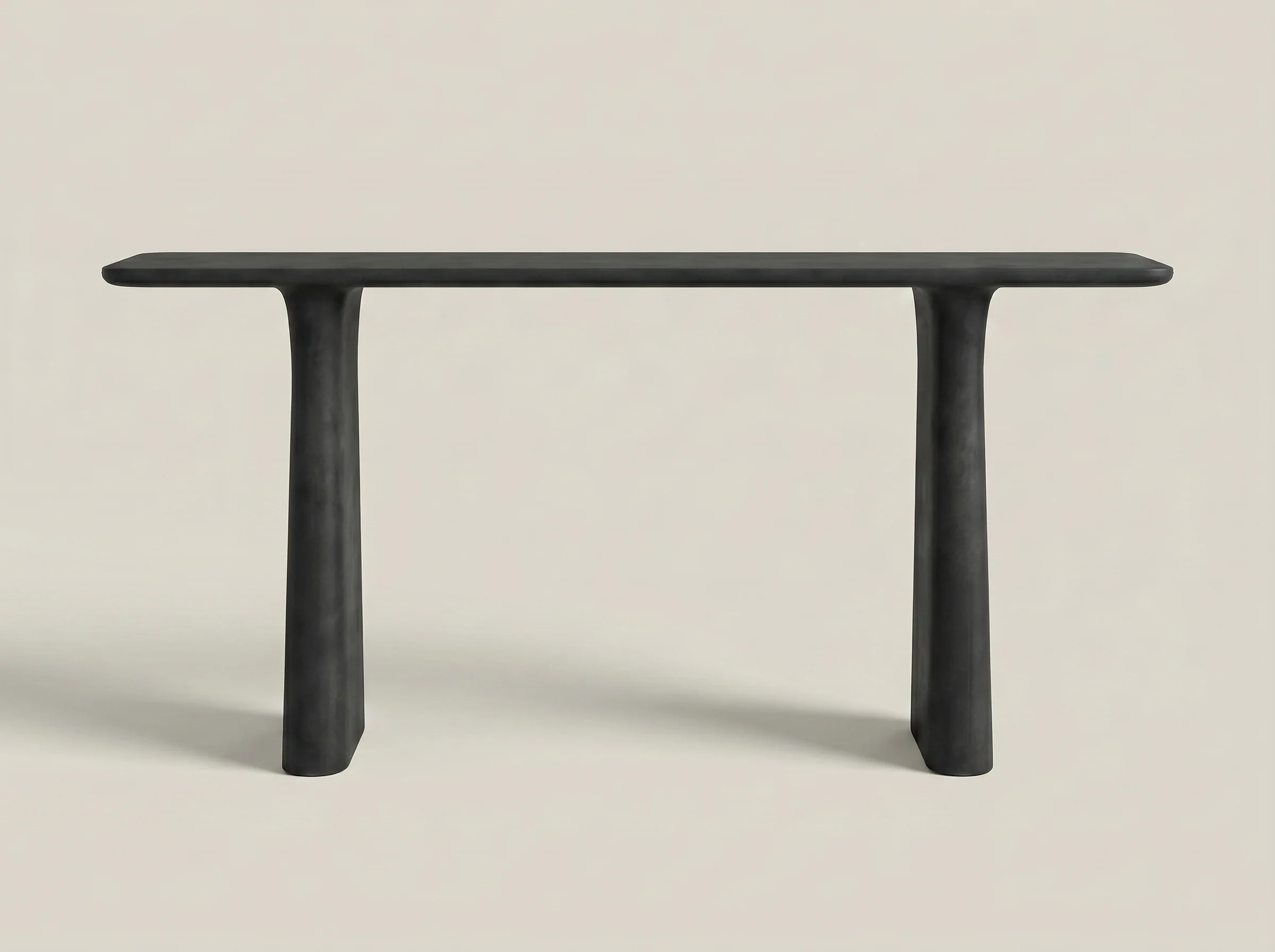 Solana Concrete Console Table in Black Cement, In situ