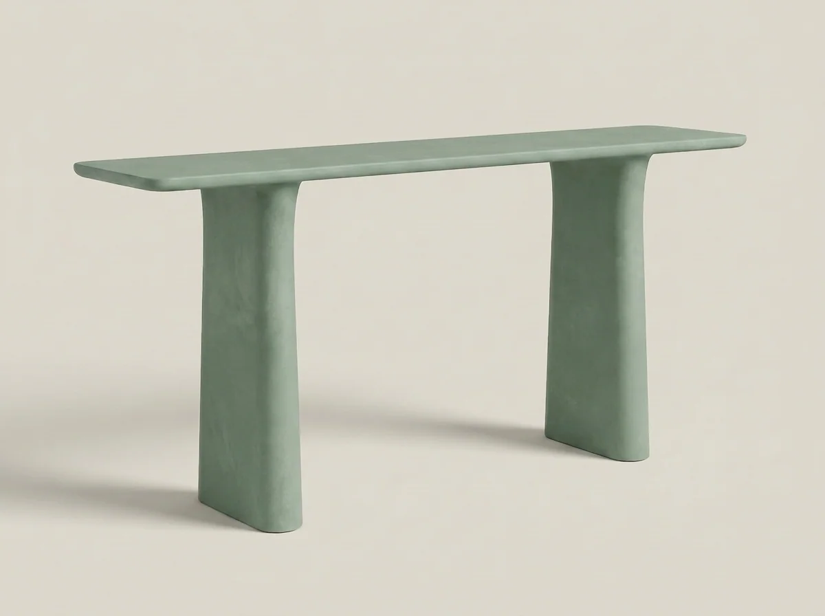 Solana Concrete Console Table in Sage Cement