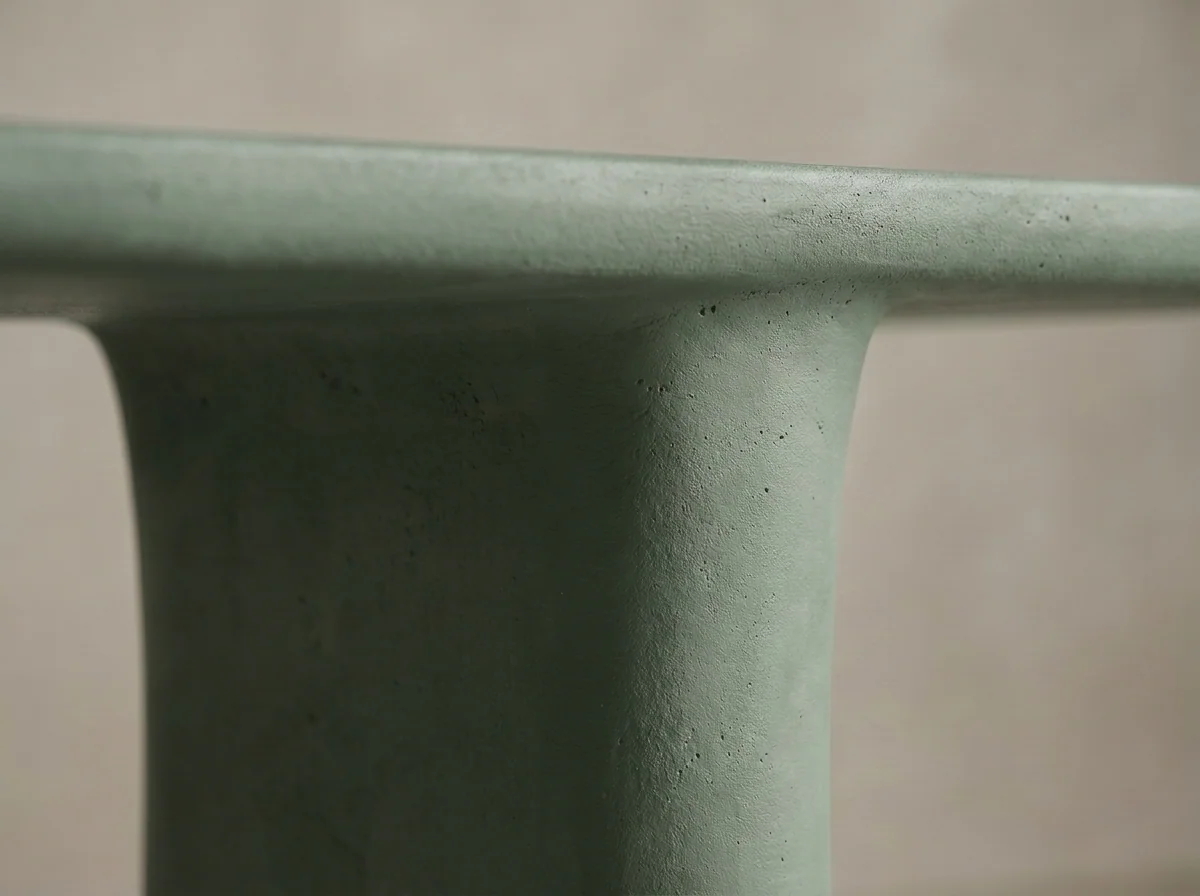 Solana Concrete Console Table in Sage Cement, Detail