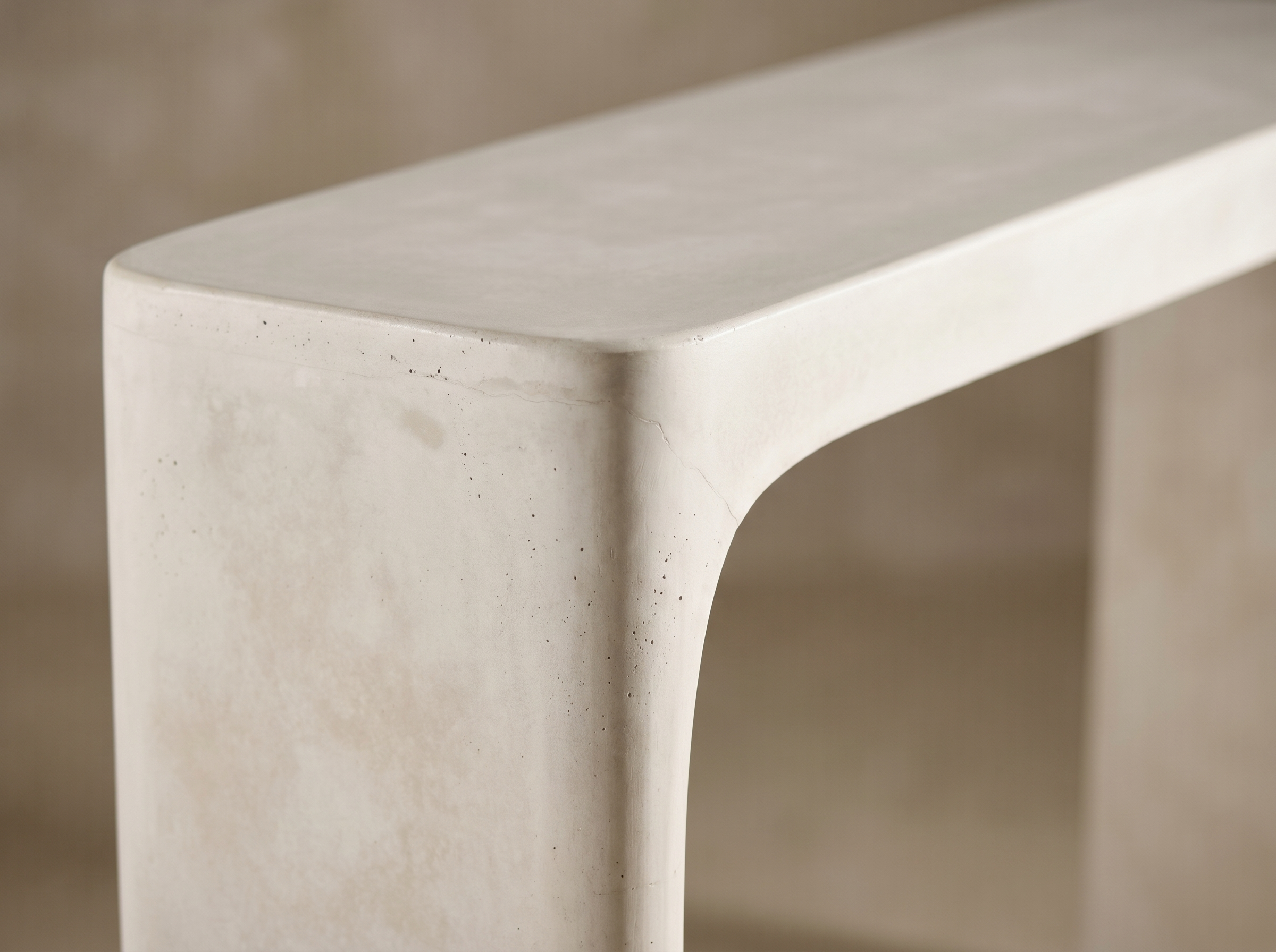 Solana Concrete Console Table in White Concrete — Detail
