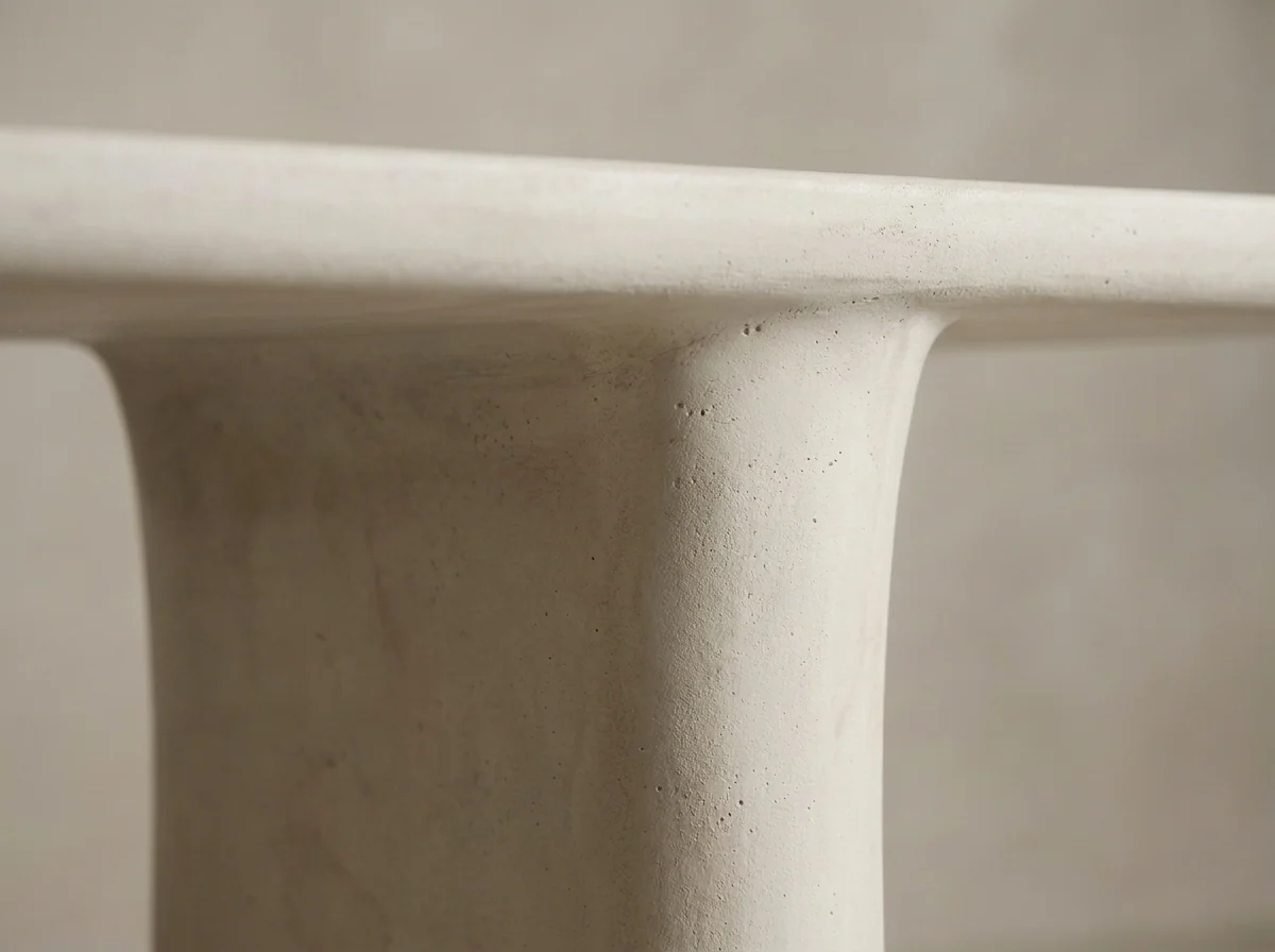 Solana Concrete Console Table in White Concrete, Detail